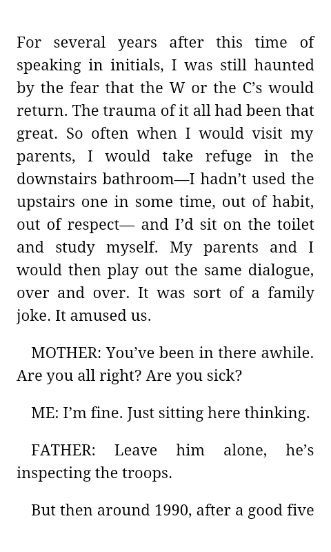 "inspecting the troops"--Jonathan Ames